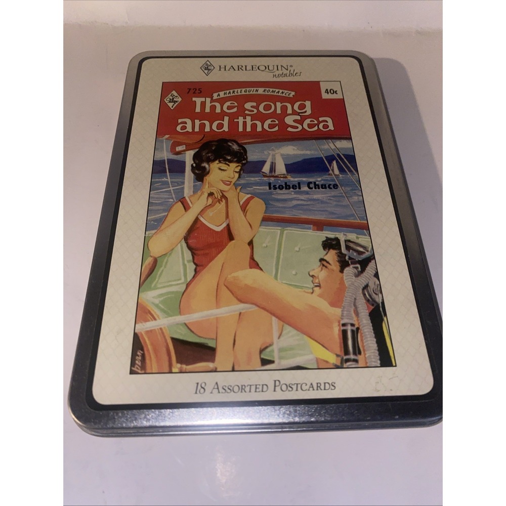 Harlequin Notables Vintage Postcard Tin